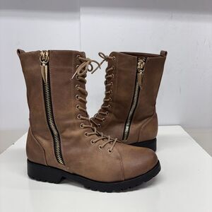 Seven7 Mr Zipper Womens Faux Leather Combat Moto Boots Size 8.5 Side Zip